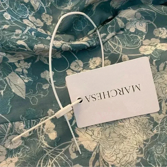 Marchesa Notte Long Sleeved V-neck Tiered Chiffon
Mini Dress in Sage - Picture 10 of 16